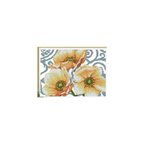 Xiaoyi cotton self-matching cross stitch Cross stitch RS cotton comes Dimensions 70-65139 three yellow poppies