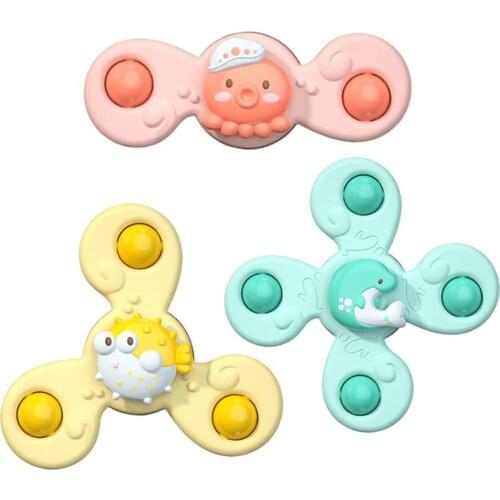 Montessori Kid Spin Top Bath Toys For Boy And Girl Children Bathing Sucker Spinner Suction Cup Toy For Kids Teether
