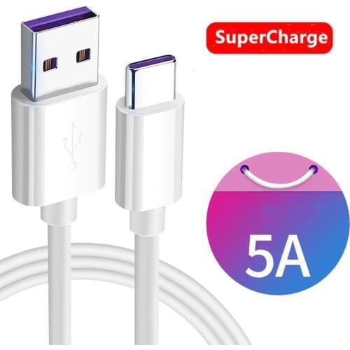 5A USB Type C Cable for Huawei Mate 20 10 Pro P30 P20 Mobile Phone USBC Fast Charging USB-C Quick Charge Cable for Xiaomi