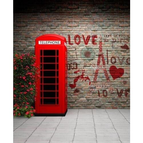 Brick Wall with Paintings Newborn Baby Photo Background Red Post White Floor Photography Backdrops for Photo Studio Digital