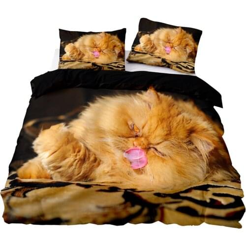 Lovely Persian Cat Pattern Duvet Cover Set With Pillowcase, 200x200 Quilt Cover, 245×210 Blanket Cover,King Size Bedding Set