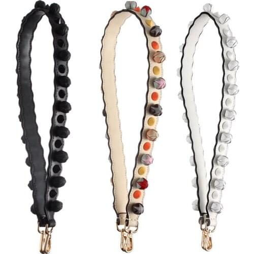 Leather Floral Shoulder Strap Leather Handbags Wide Shoulder Strap Long Rose Long Shoulder Strap Three-dimensional Rose Bud