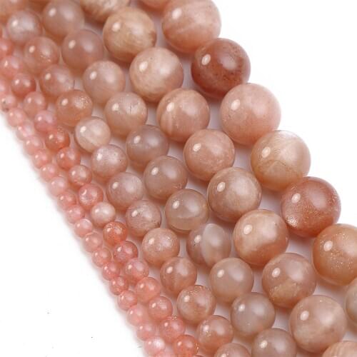 Natural Stone Beads AAA Sunstone Round Loose Beads 4 6 8 10 12mm for Jewelry Making DIY Bracelet Accessories