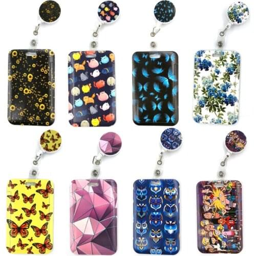 Fashion Women Card Holder Lanyard Colorful Retractable Badge Reel Nurse Doctor Student Exhibition ID Cards Clips Badge Holder