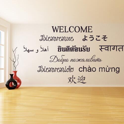 Welcome Word Text Sign Wall Stickers Home Decorate Living Room Removable Wall Decals Bedroom Office Quote Art Sticker SchoolZ296