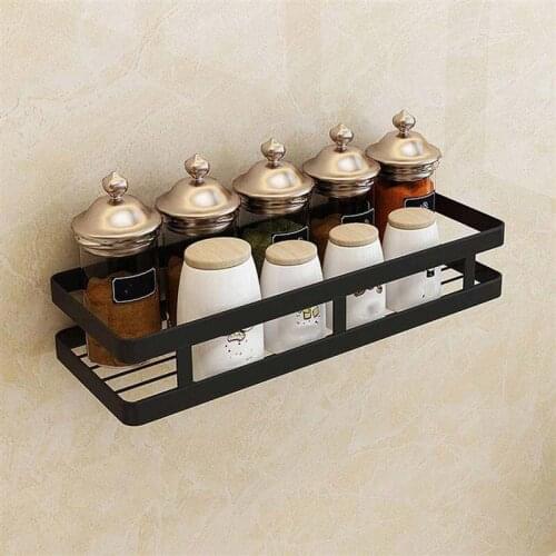 Wall Mounted Storage Holder Stainless Steel Kitchen Seasoning Rack Shelf Bathroom Toiletries Holder Organization Shelfs