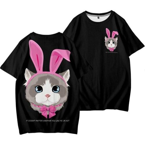 2021 New Arrival 3D Cosplay Rabbit ear cat T shirt Adult Kids T-shirt Summer Hip hop Casual Short Sleeve 3D Print Tee Tops