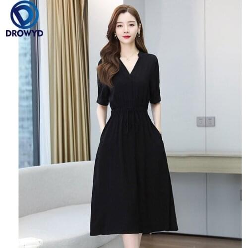 2021 Summer New Black Chiffon Dress Boho Beach Sundress Vintage Oversize Sweet Midi Dress Elegant Women Bodycon Party Vestidos