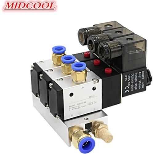 Pneumatic Air Solenoid Valve 3 Way Port 2 Position 3V210-08 DC12V 24V AC220V