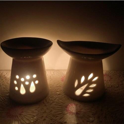 Retro Essential Oil Furnance Hollow Bamboo Shoot Lamp Candle Holder Home Decor Ceramic Bedroom Aroma Burner Help for Sleeping