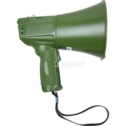 Army Green Portable Hand Speaker Megaphone Strap Grip Loudspeaker Recording Horn Outdoor Training Guide Speaker Loud Volume