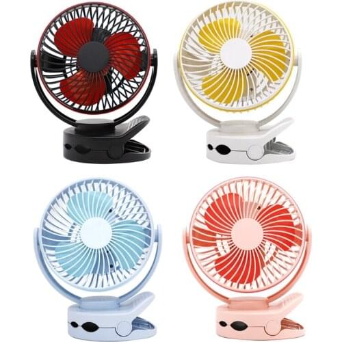 Mini Desk Fan 360 Degree Rotation 4 Speeds Adjustable Portable USB Table Fan Clip-on Type Rechargeable Cooling