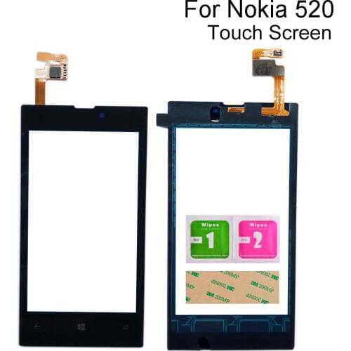Touch Screen Glass For Nokia Lumia 520 525 N520 N525 Touch Panel Screen Sensor Digitizer Outer Glass Lens Tools 3M Glue