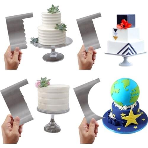 Stainless Steel Cake Scraper Fondant Mousse Cream Spatula Smoother Cake Edge Smoother Cream Decorating DIY Bakeware Cake Tool