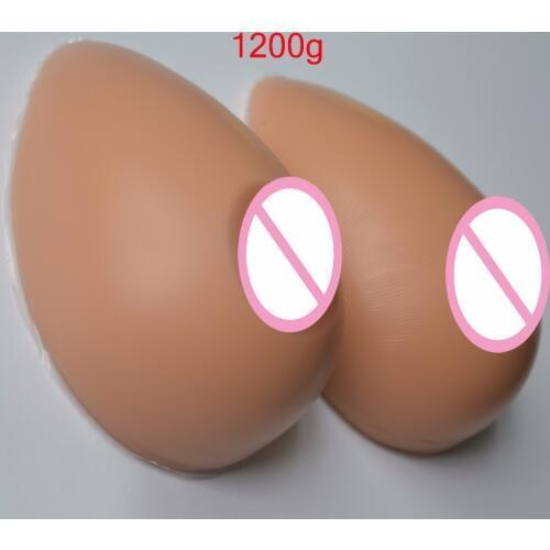 DD Cup Silicone Breast Form Supports Water Drop Shape Boobs Enhancer Artificial Chest False Breast Prosthesis Dark Skin 1200g