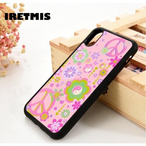 Iretmis 5 5S SE 2020 6 6S Silicone Rubber Phone Case Cover for iPhone 7 8 Plus X Xs 11 12 MINI Pro Max XR Peace N Luv