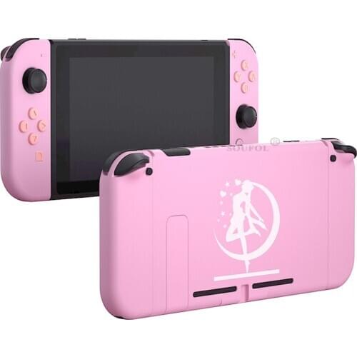 Cute Custom Patterned Soft Touch Grip Console Back Plate Controller Housing Shell with Full Set Buttons for Nintendo Switch
