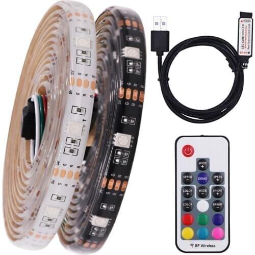 USB RGB Led Strip Light 5050 5V Remote Control 30LEDs/m RGB Strip for TV Backlight Home Decorative White/Black PCB Waterproof