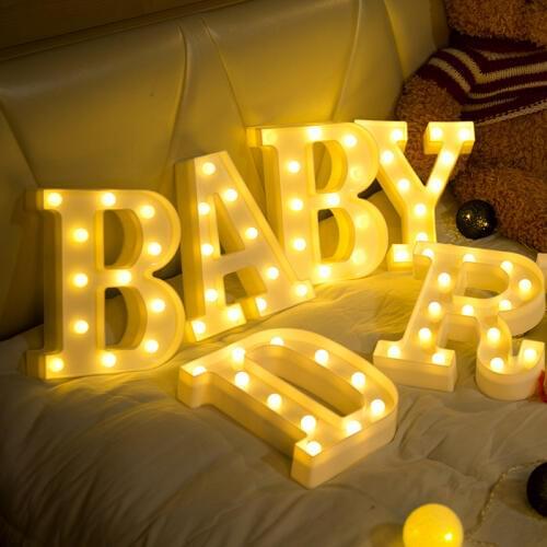 22CM 3D 26 White Letter LED Alphabet Light Ornaments Indoor Wall Hanging Night Light Kid Bedroom Wedding Birthday Party Decor