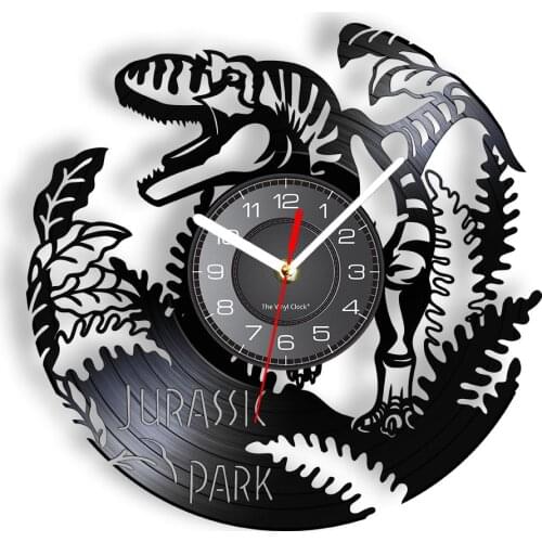 Tyrannosaurus Gramophone Record Wall Clock Jurassic Period Carnivores Dinosaur Vinyl LP Wall Watch Disk Crafts Gifts For KIds
