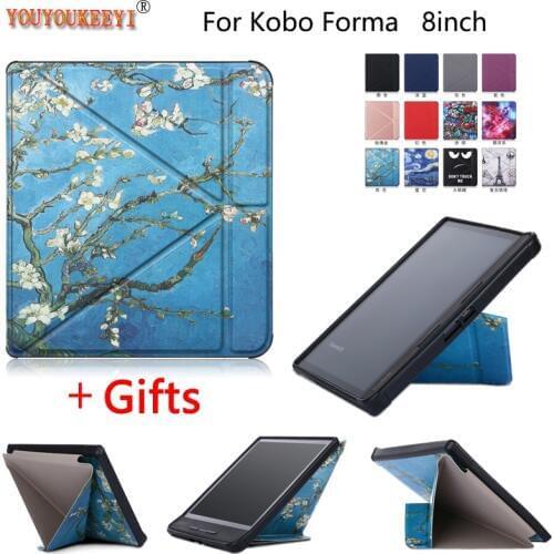 Slim Ebook Case funda for Kobo Forma 8 Inch 2018 Multiangle folding Stand Support E-reader Smart Cover Auto Sleep/Wake+Gifts