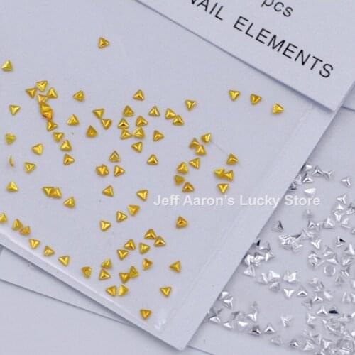 2 packs Mixed gold silver 3d metal triangle nail art decorations rhinestones studs nails accessoires suplies tool 1.5MM