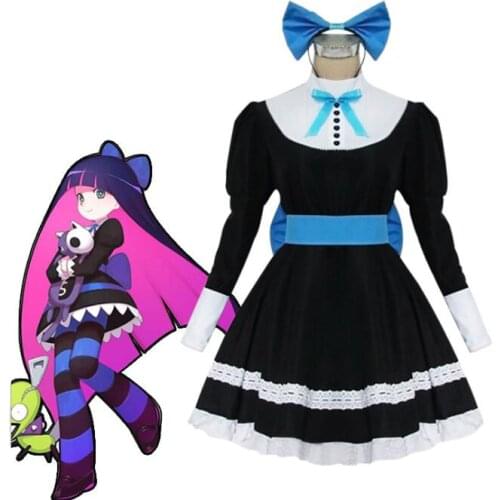 Panty & Stocking with Garterbelt Heroine Anarchy Stocking Black Dress Cosplay Costume Lolita Dress Halloween cosplay costume