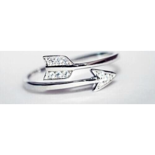 Sole Memory God Of Love Cupids Arrow Sweet Romantic 925 Sterling Silver Female Resizable Opening Rings SRI255