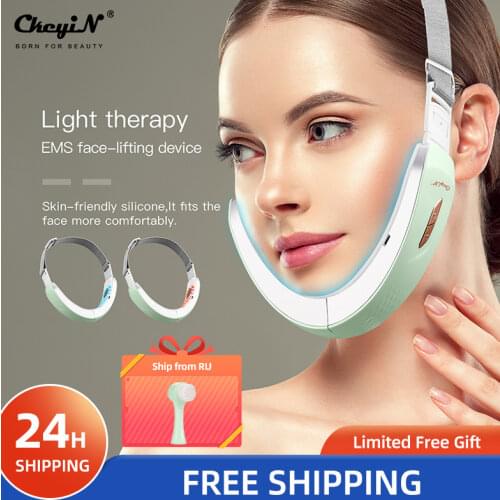 CkeyiN EMS V shape Facial Lifting LED Photon Slimming Vibration Massager Wrinkle Remover Double Chin remover face Line Lift