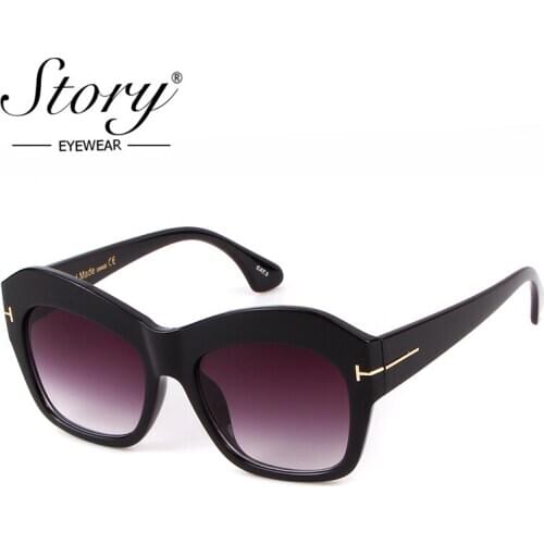 STORY Vintage Sunglasses Woman T Brand Retro Shades Oversized Cat Eye Sun Glasses For men Ladies Female Sunglass Mirror 2018