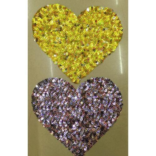 W20*17.5cm hand-made laser shining paillette heart motif applique,2 colors for choice,XERY150830