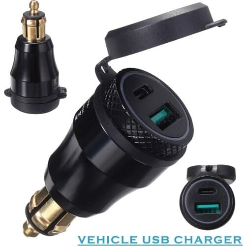 Red LED USB & Type-C Charger Motorcycle Power Outlet Adapter For BMW DIN Socket Replacement Motorcycles Electronics Accessories