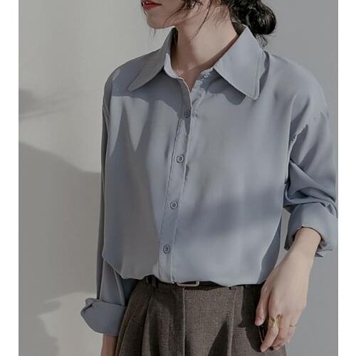 Autumn Women Chiffon Blouse Female Loose Short Long Sleeve Ladies Tops Casual Vintage Shirt Clothes Blusas Mujer De Moda 2021