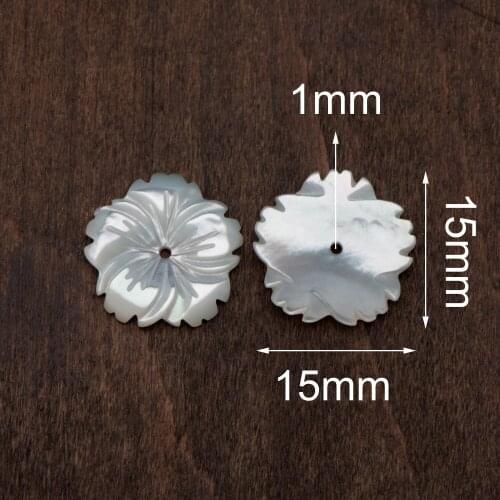 15mm White Natural Mother Pearl Shell Flower Shell Beads For Women Diy Earrings Jewelry Accessories Making (V1346)/ 10pcs