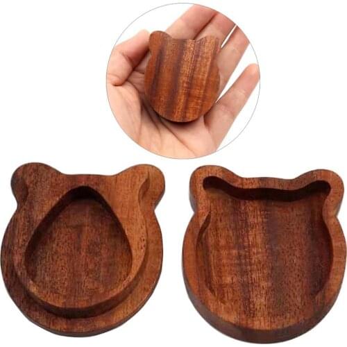 1 Set Cartoon Bear Design Wooden Guitar Pick Organizer Box With Guitar Pick Guitar accessories