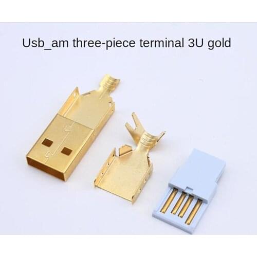 10 pcs High quality usb male data cable gold-plated connector diy usb cable A-type flat head accessories gold-plated 3U terminal