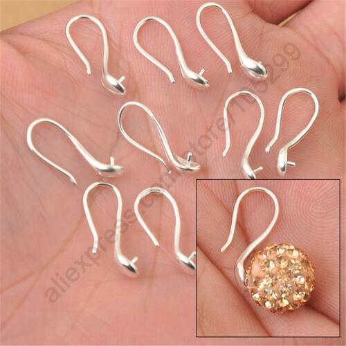 100X Nice Making 925 Sterling Silver Jewelry Findings Slippy Hook Earring Ear Wires Design Crystal Stones Beads