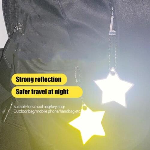 12pcs Random Color Colorful Star Reflective Keychain Bag Pendant Accessories Soft PVC Reflector Keyrings for Visible Safety