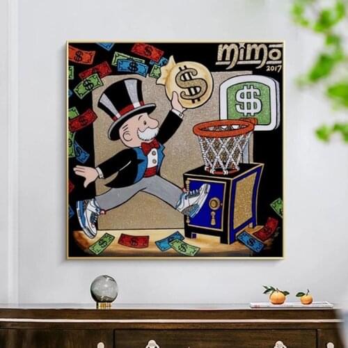 Alec Monopoly Art Canvas Painting Cartoon Dollar Posters and Prints Cuadros Modern Wall Art Picture for Living Room Home Decor