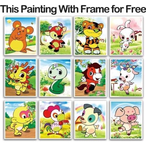 Diamond Embroidery Mosaic Painting Cross Stitch With Frame 12 Chinese Zodiac Signs Handmade Kit Educational Toys DIY 5D Gift