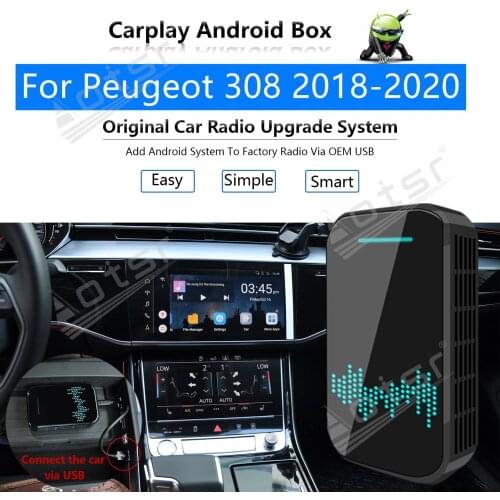 Car Radio Carplay Android Ai Box For Peugeot 308 2018 2019 2020 Multimedia Player Apple CP Box Wireless Upgrade Mirror Link Navi