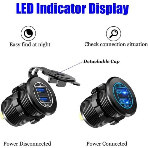 Car Charger Motorcycle Charger Aluminum Alloy DC 12-24V Maximum Power 36W LED Display Charger Charging Tools Car Products