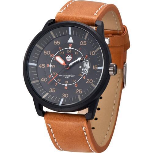 Relogio Masculino Fashion Watch XINEW Hot Quartz Watch Sport Military Watches Men Luxury Brand Leather Strap Date Men Clock 2330