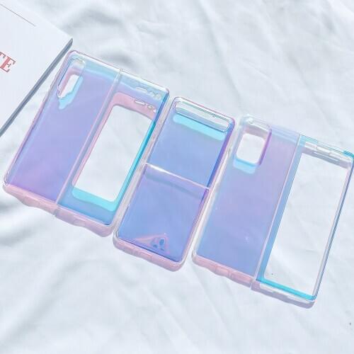 For Samsung Galaxy Z Fold 2 Fold2 5G Light Purple Silicone Soft TPU Case For Samsung Galaxy Z Flip Back Cover