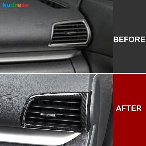 For Mitsubishi Eclipse Cross 2017-2020 Carbon Friber Car Inner Front Air Vent Cover Trim AC Outlet Frame Stciker Accessories