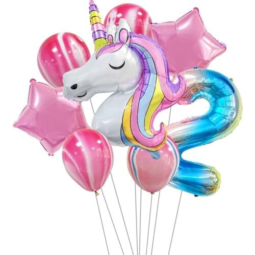Unicorn Aluminum Film Balloon Birthday Party Childrens Birthday Decoration Agate Latex Balloon Gift Party Rainbow Balloon