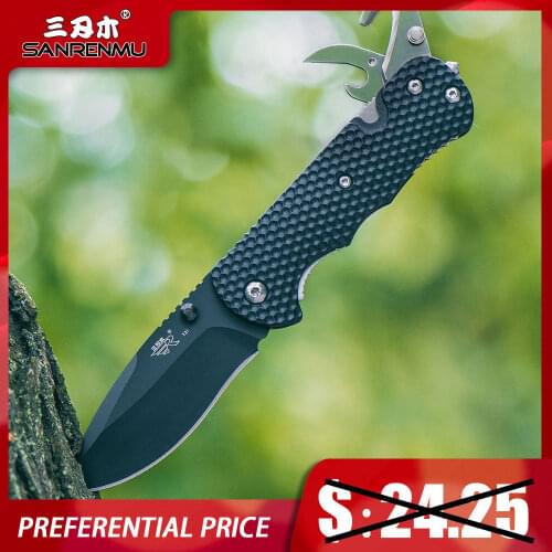 Tool Edc Multi-functional Outdoor Camping Rescue Camping Hunting Pocket Folding Knife 8cr13mov Blade Pa66+GF 7045/T21 SANRENMU