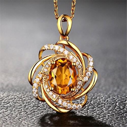 Korean version of 2 carat citrine pendant creative rotating windmill pendant inlaid colorful necklace