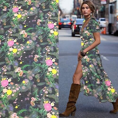 Beautiful floral print silk blending linen fabric silk linen fabric,SLN136