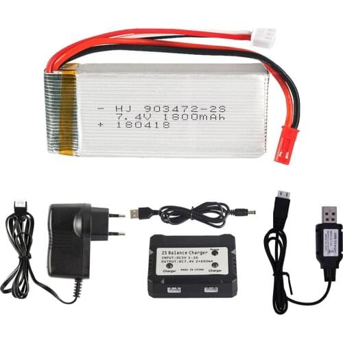 Lipo battery and Charger set for wltoys L959 L969 L979 L202 L212 1/12 2.4G RC truck RC car WL912 RC boat toys parts 7.4V 1800mah